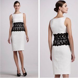 David Meister Dress | Sleeveless Sheath with Lace Waist Size 10